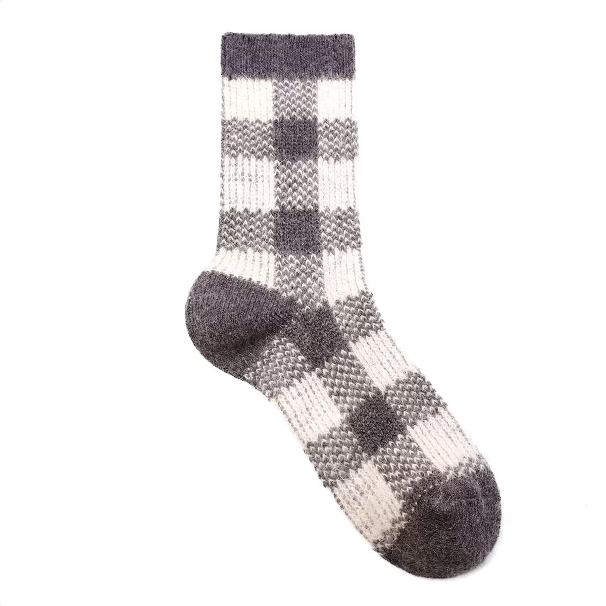 Spring 2025 Rabbit Wool double-needle double-loop large checkered women's socks thickened and warm Christmas ethnic style autumn and winter mid-calf pile detail image 8