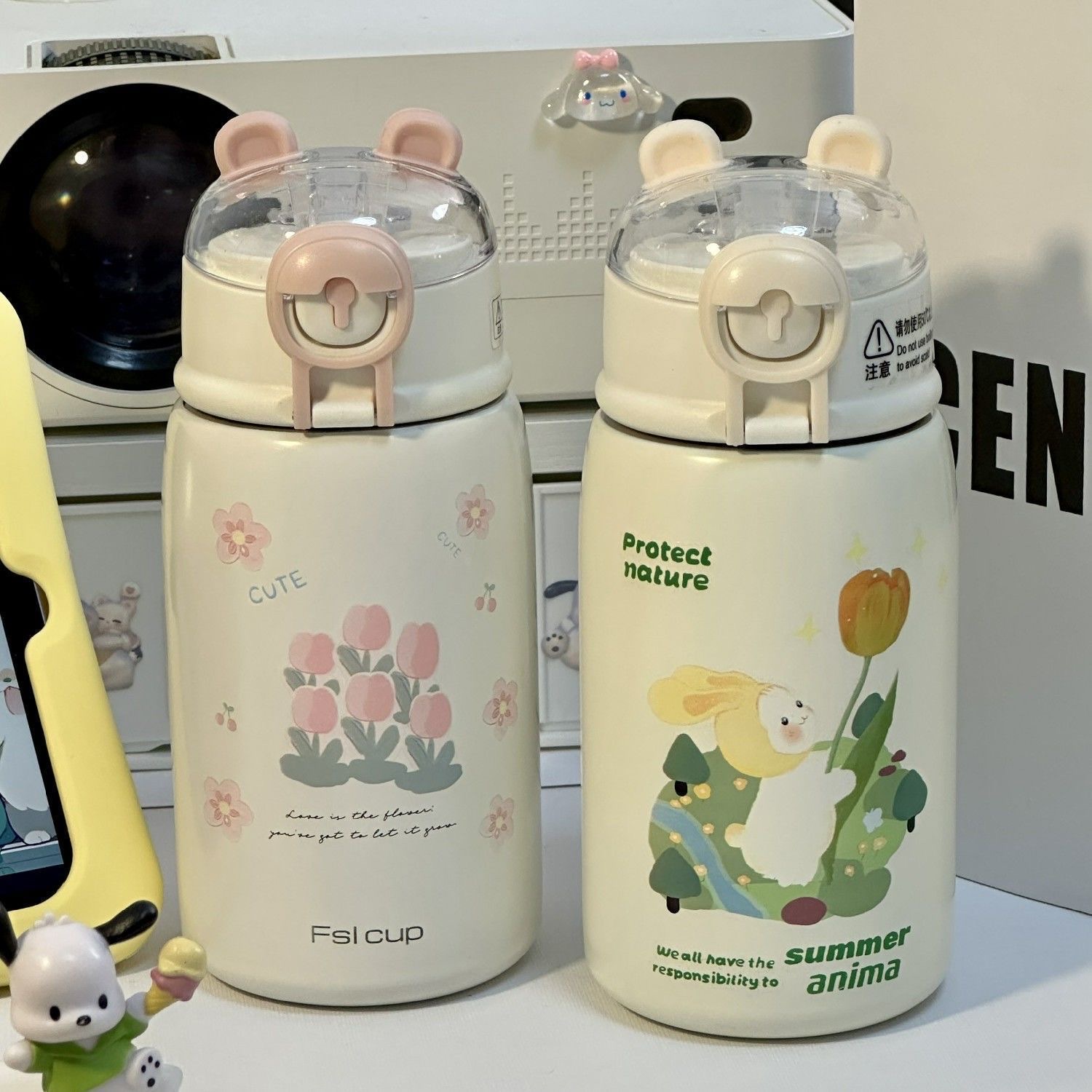 Fisilicon 400ML Trendy 304 stainless steel insulated Cup for Girls with high appearance level portable straw Cup 2023 New model Student military training Cup 1018-1074 YS details Picture