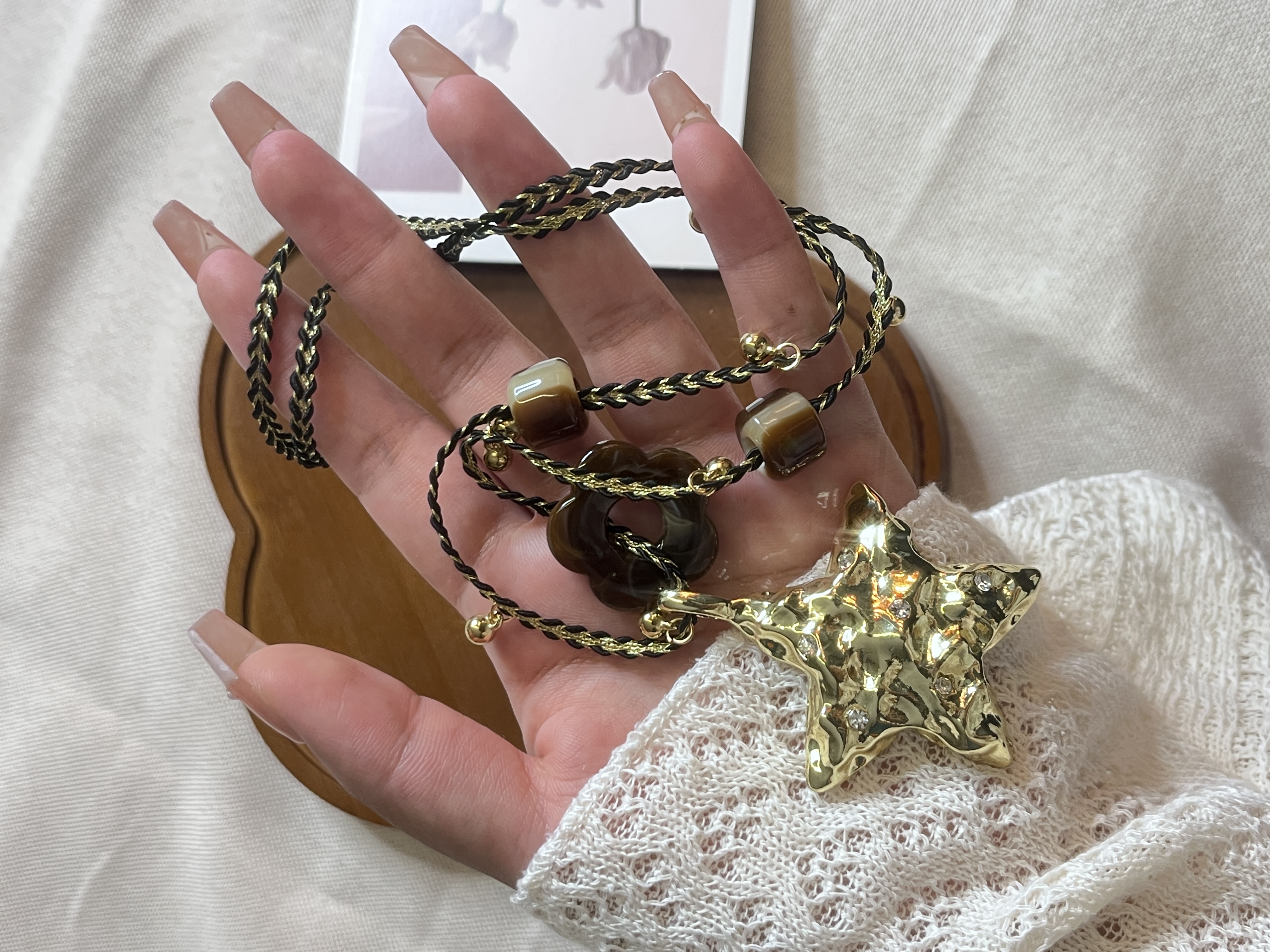 Gold pearl necklace, stainless steel necklace, simple, fashionable and versatile jewelry for women, gift necklace, stainless steel necklace details Picture