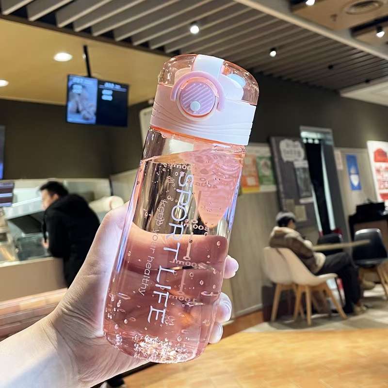 雅致弹跳塑料杯500ML便携式果汁杯PC+ABS材质轻便运动水杯60PCS装 0880-493详情1