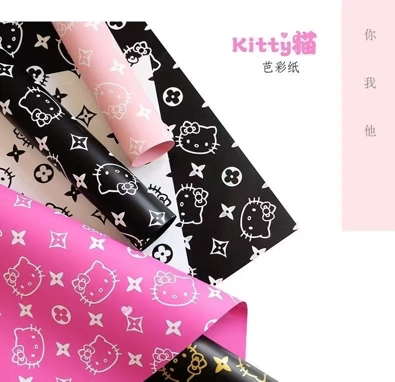Pengfa Packaging Factory Store, Colorful Paper, KT Cat Wrapping Paper, Plastic Waterproof paper, Valentine's Day Gift Wrapping Paper, Bouquet Wrapping Paper, Floral Art Gift Paper details Picture