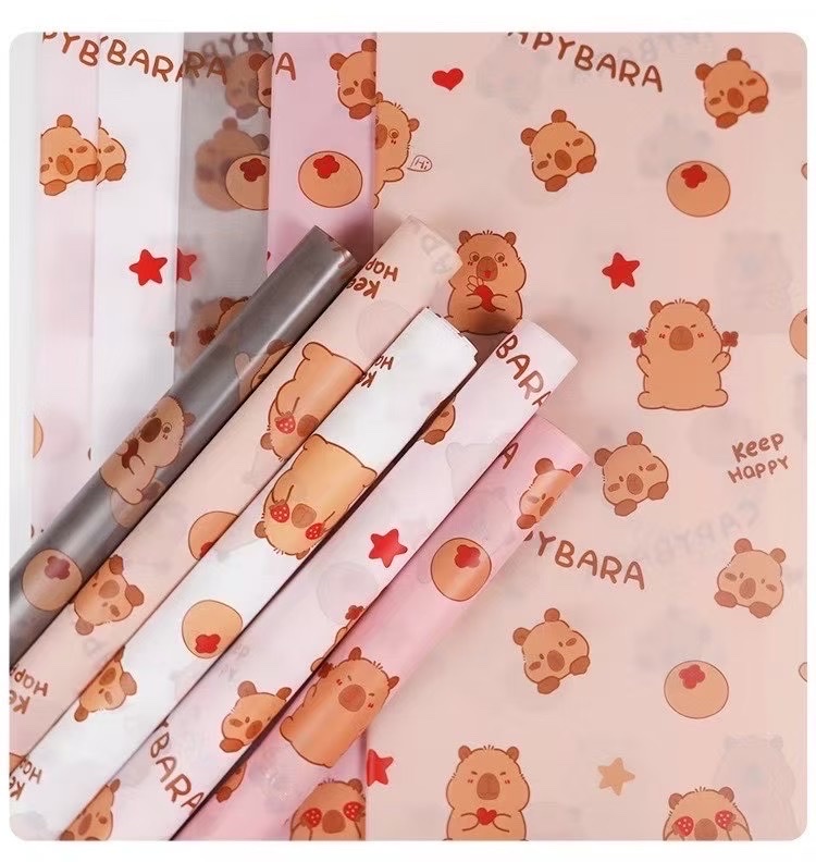 Pengfa Packaging Factory Store's Love Card Cross-border Cartoon Pattern Love Card Flower Wrapping Paper Card Pilbara Wrapping Paper Waterproof Semi-transparent Korean Plain Paper Flower Wrapping Paper Gift Paper Festival Wrapping Paper details Picture