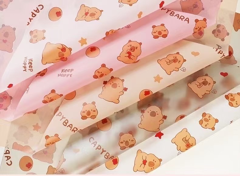 Pengfa Packaging Factory Store's Love Card Cross-border Cartoon Pattern Love Card Flower Wrapping Paper Card Pilbara Wrapping Paper Waterproof Semi-transparent Korean Plain Paper Flower Wrapping Paper Gift Paper Festival Wrapping Paper Specification image