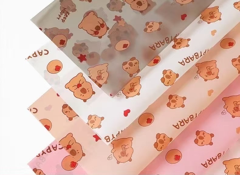 Pengfa Packaging Factory Store's Love Card Cross-border Cartoon Pattern Love Card Flower Wrapping Paper Card Pilbara Wrapping Paper Waterproof Semi-transparent Korean Plain Paper Flower Wrapping Paper Gift Paper Festival Wrapping Paper Application Scenario