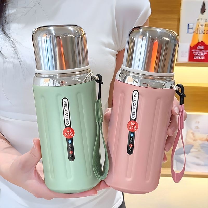 MOEQUI600ML800 stainless steel insulated cup, high appearance level, men's and women's water cup, large capacity tea and water separation, convenient outdoor Roman column, Roman small steel cannon -996 YE YS details Picture