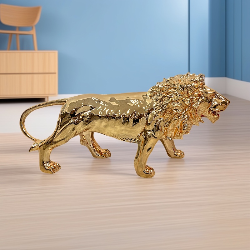 树脂工艺品马狮子豹子电镀金色装饰品摆件工厂直销细节图
