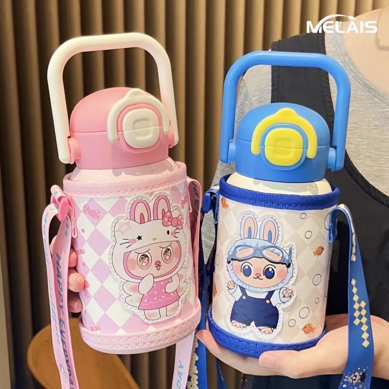Quanxin Times Children's Insulated Cup 520ml, 316 stainless steel, high appearance level, portable and cute student cup, Food-grade straw, Cartoon Insulated cup QXSD2116-520 YB details Picture