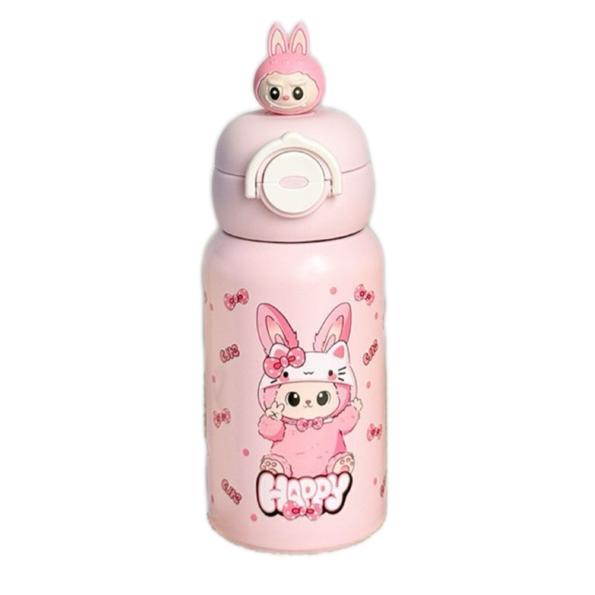 Quanxin Times 520ML new insulated cup, student water cup, stainless steel, high appearance level, cute portable straw, cartoon children Item Picture