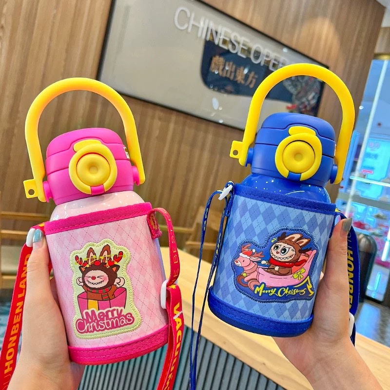  children's leather cup sleeve insulated cup, outdoor portable slanted water cup, student, office and pregnant women's cute cup, others 550ML undefined