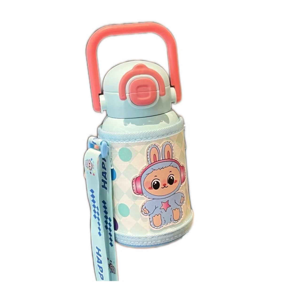 Quanxin Times Children's Insulated Cup 520ml, 316 stainless steel, high appearance level, portable and cute student cup, Food-grade straw, Cartoon Insulated cup QXSD2116-520 YB Item Picture