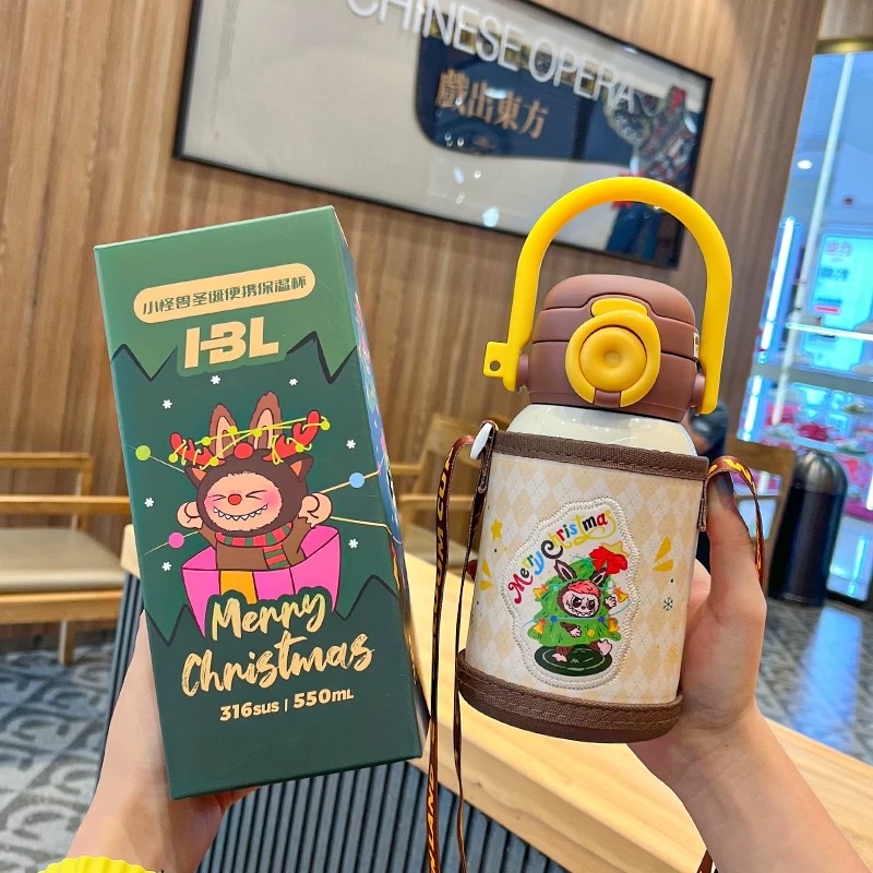  children's leather cup sleeve insulated cup, outdoor portable slanted water cup, student, office and pregnant women's cute cup, others 550ML Item Picture