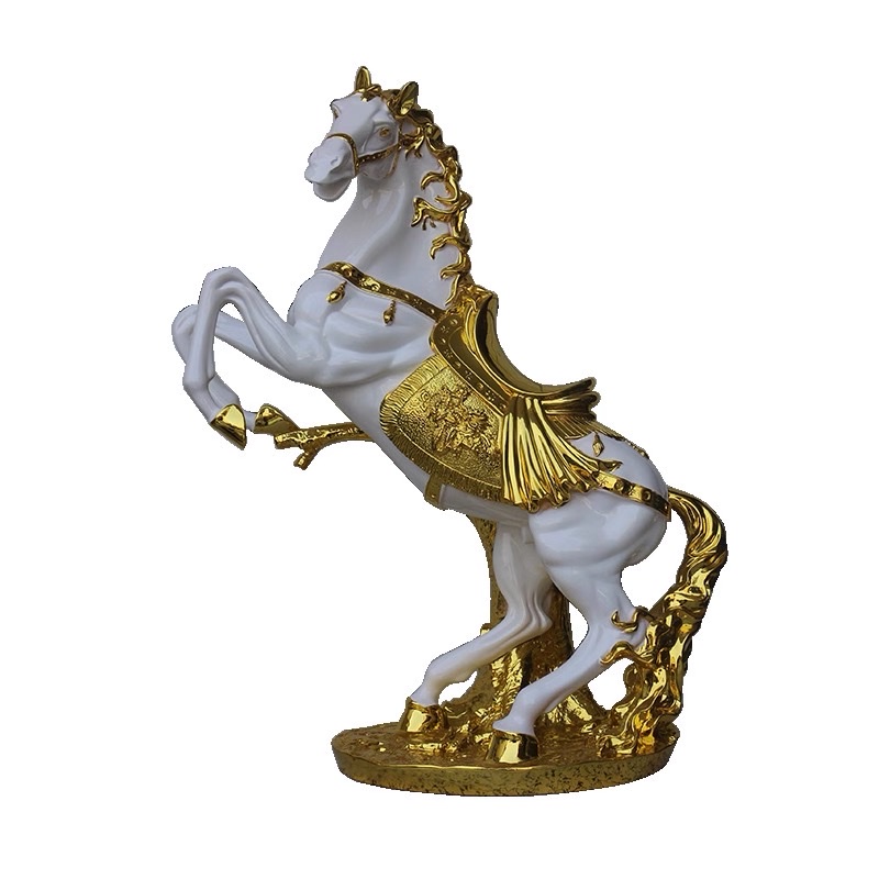 树脂工艺品马狮子豹子电镀金色装饰品摆件工厂直销