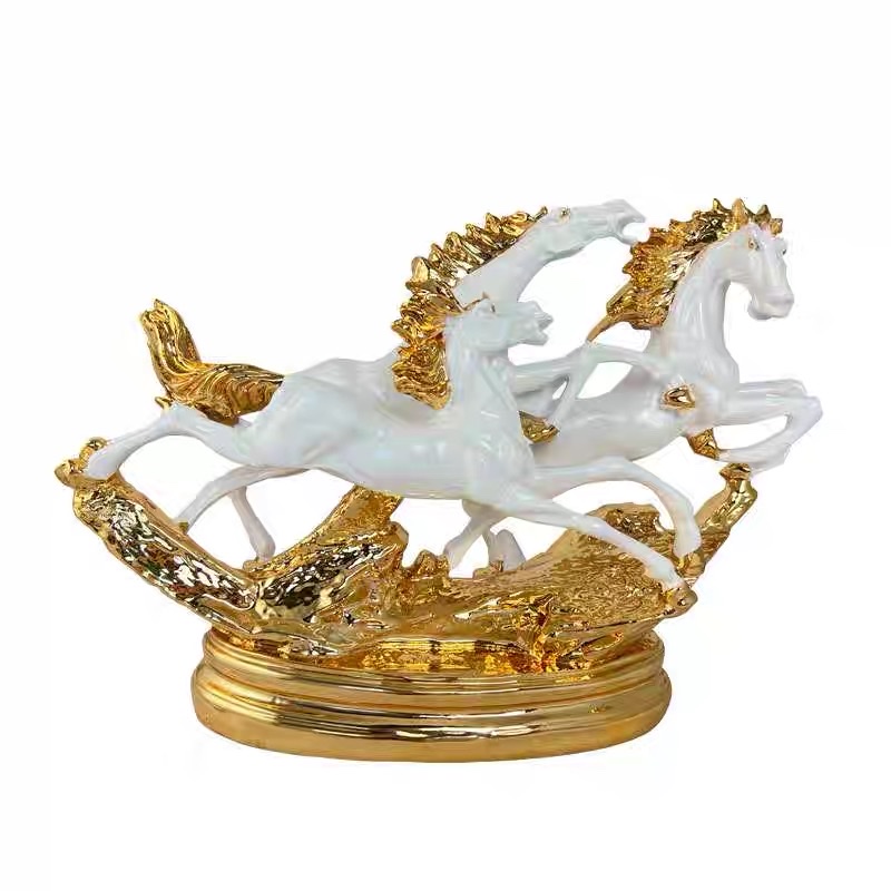 树脂工艺品马狮子豹子电镀金色装饰品摆件工厂直销产品图