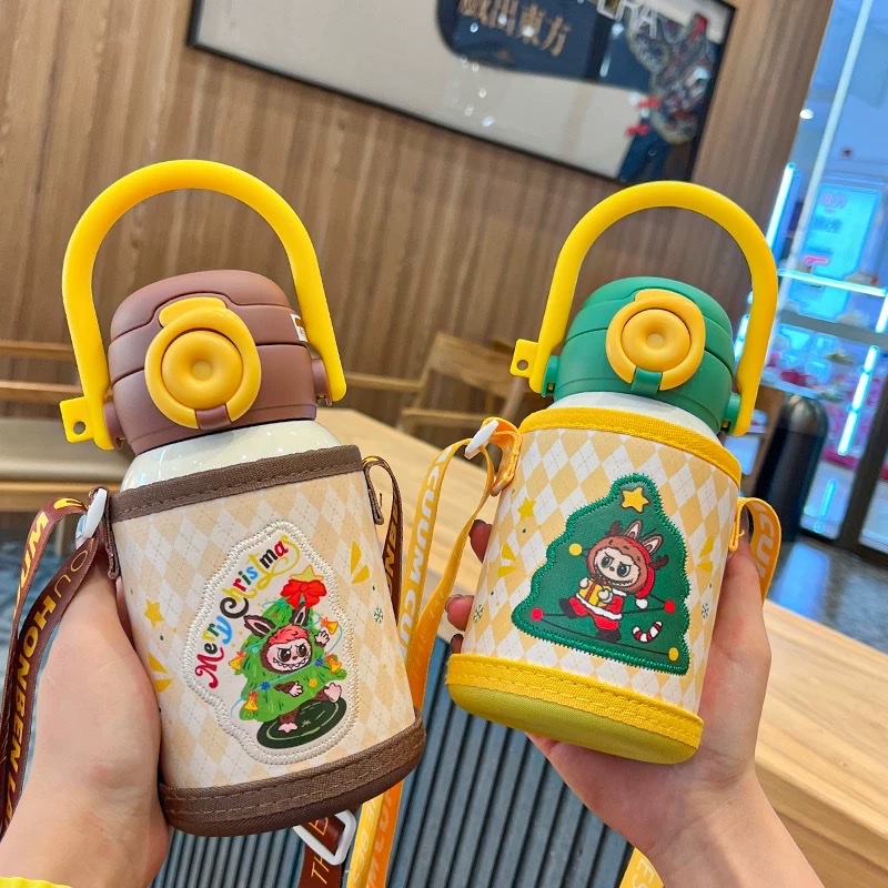  children's leather cup sleeve insulated cup, outdoor portable slanted water cup, student, office and pregnant women's cute cup, others 550ML undefined