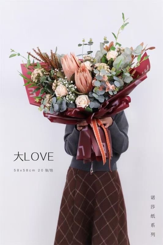 Pengfa Packaging Factory Store, Nosa Paper, Big love Han Su Paper, Valentine's Day flower Wrapping Paper wholesale, floral art bouquets, waterproof matte paper, flower shop materials, wrapping paper, ribbons Item Picture
