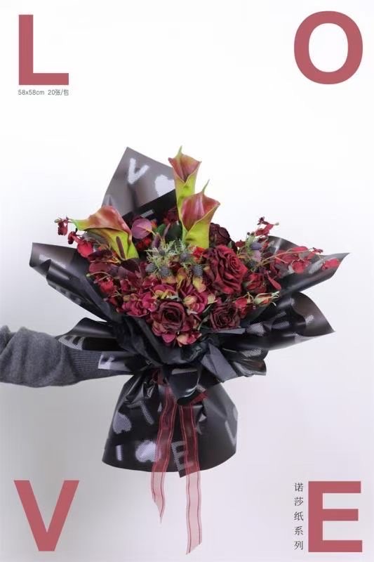 Pengfa Packaging Factory Store, Nosa Paper, Big love Han Su Paper, Valentine's Day flower Wrapping Paper wholesale, floral art bouquets, waterproof matte paper, flower shop materials, wrapping paper, ribbons Application Scenario