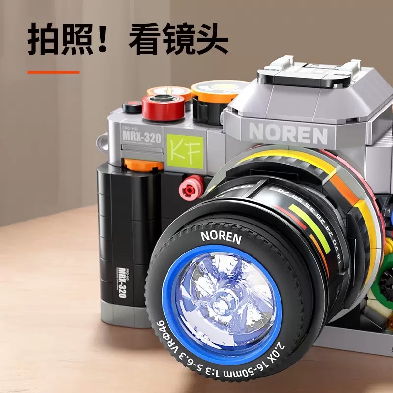 89145 retro mechanical camera simulation assembly model, children's small particle assembly toy building block gift detail image 4