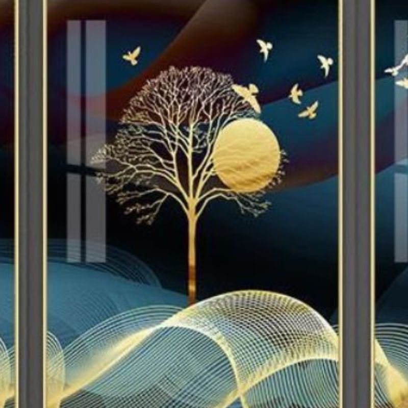 一涵画业60X80X60cm三联晶贝 现代装饰画细节图