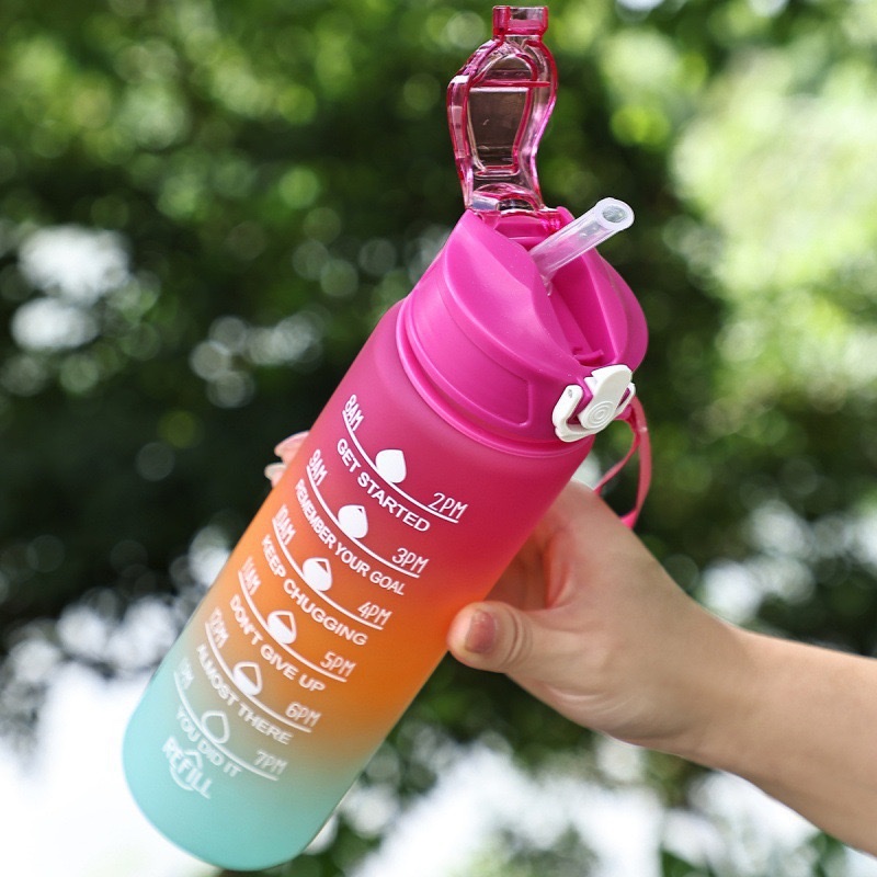 In stock: 800ML other gradient water bottles, Amazon cross-lens e-commerce gradient outdoor frosted water cup, 800ml sports water cup, portable, 155-896S /L Specification drawing