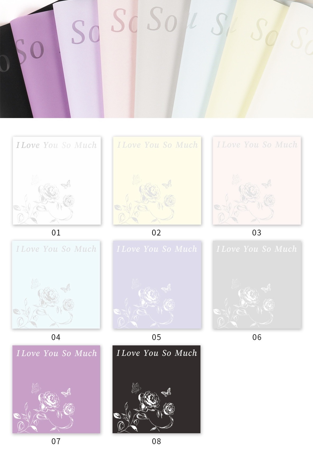 Pengfa Packaging Factory Store Butterfly Love Flower Factory Wholesale Cross-border popular romantic rose fresh flower wrapping paper, flower shop bouquet wrapping paper, waterproof