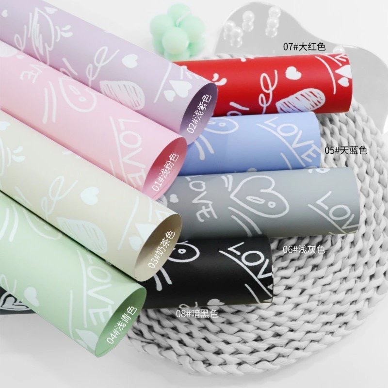 Pengfa Packaging Factory Store Falls in love with Nosa Paper Flower wrapping Paper Wholesale waterproof pearlescent film Flower art bouquets Flower Shop Packaging materials Valentine's Day wrapping Paper ribbons Specification image