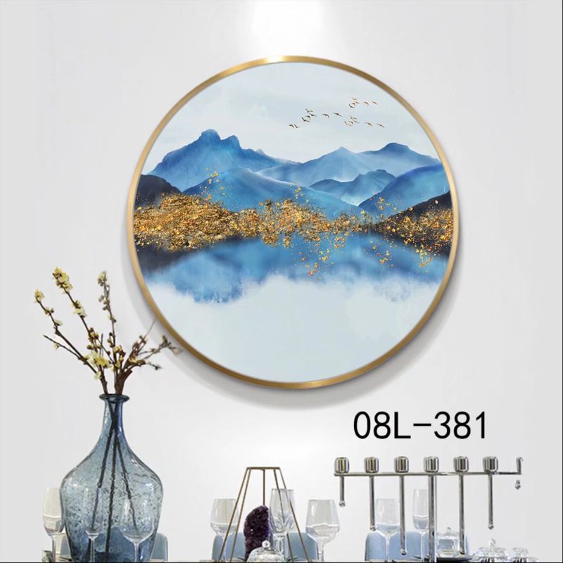 星钻鎏金半手绘铝合金圆框画装饰画