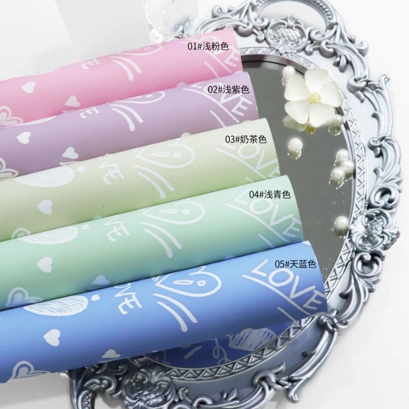 Pengfa Packaging Factory Store Falls in love with Nosa Paper Flower wrapping Paper Wholesale waterproof pearlescent film Flower art bouquets Flower Shop Packaging materials Valentine's Day wrapping Paper ribbons Application Scenario