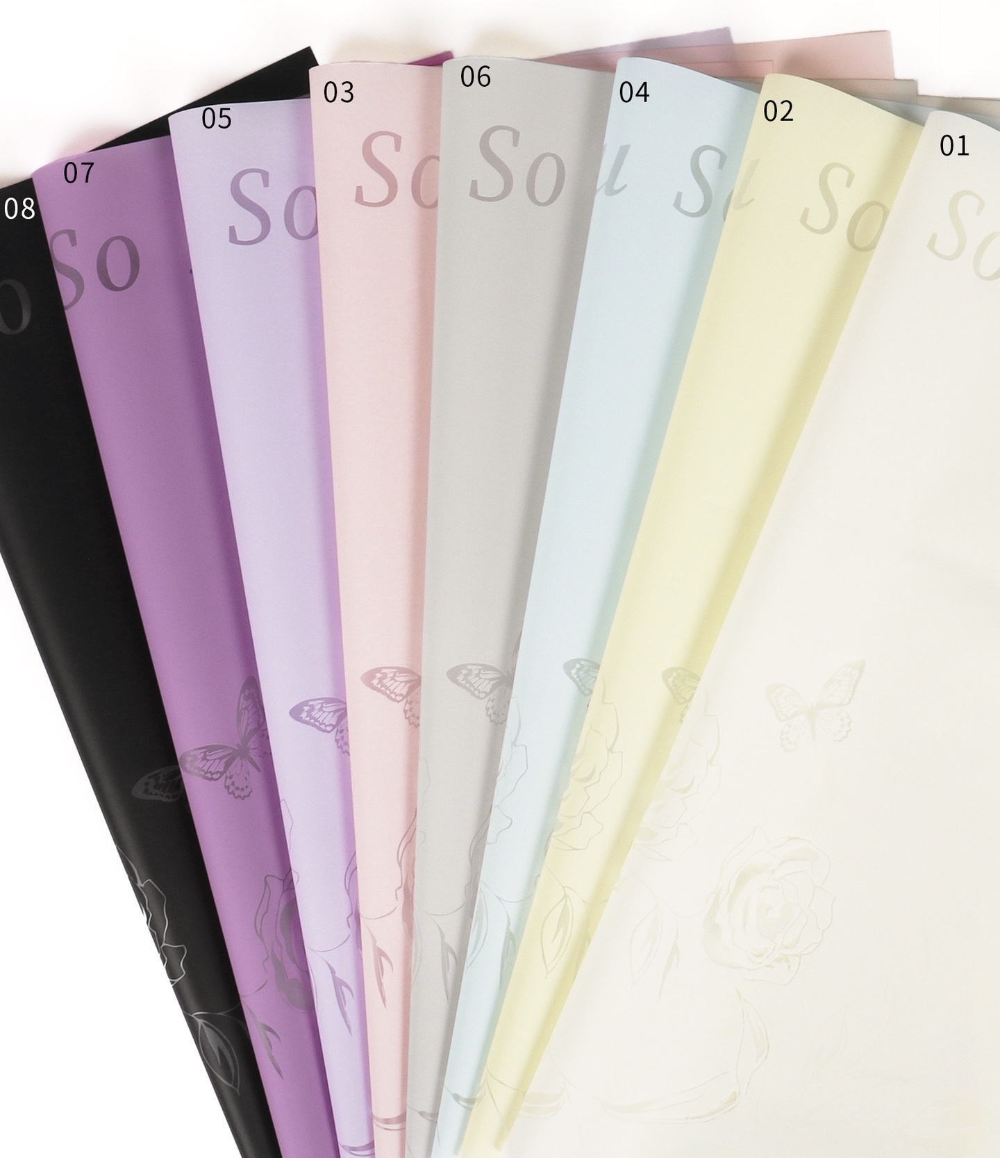 Pengfa Packaging Factory Store Butterfly Love Flower Factory Wholesale Cross-border popular romantic rose fresh flower wrapping paper, flower shop bouquet wrapping paper, waterproof detail image 4