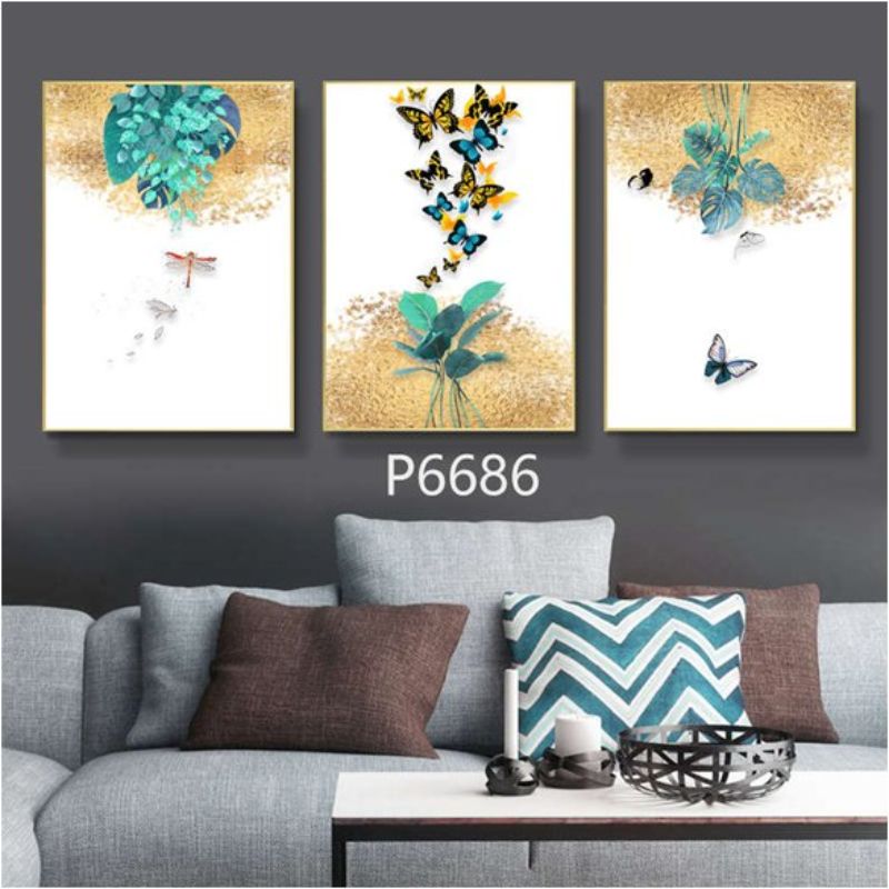 客厅装饰画沙发背景墙轻奢挂画现代简约餐厅北欧风格三联晶瓷壁画装饰画