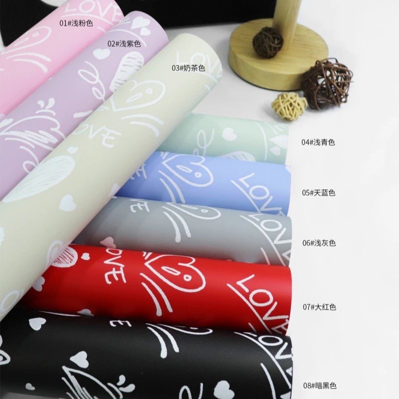 Pengfa Packaging Factory Store Falls in love with Nosa Paper Flower wrapping Paper Wholesale waterproof pearlescent film Flower art bouquets Flower Shop Packaging materials Valentine's Day wrapping Paper ribbons details Picture