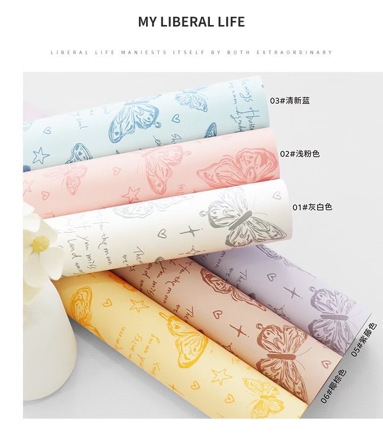 Pengfa Packaging Factory Store, retro butterfly flower wrapping paper, plastic opp waterproof, diy handmade flower bouquet paper, flower shop floral art materials wrapping paper, ribbons detail image 7