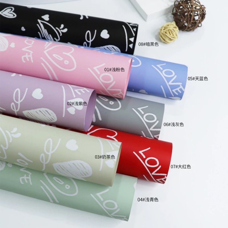 Pengfa Packaging Factory Store Falls in love with Nosa Paper Flower wrapping Paper Wholesale waterproof pearlescent film Flower art bouquets Flower Shop Packaging materials Valentine's Day wrapping Paper ribbons Item Picture