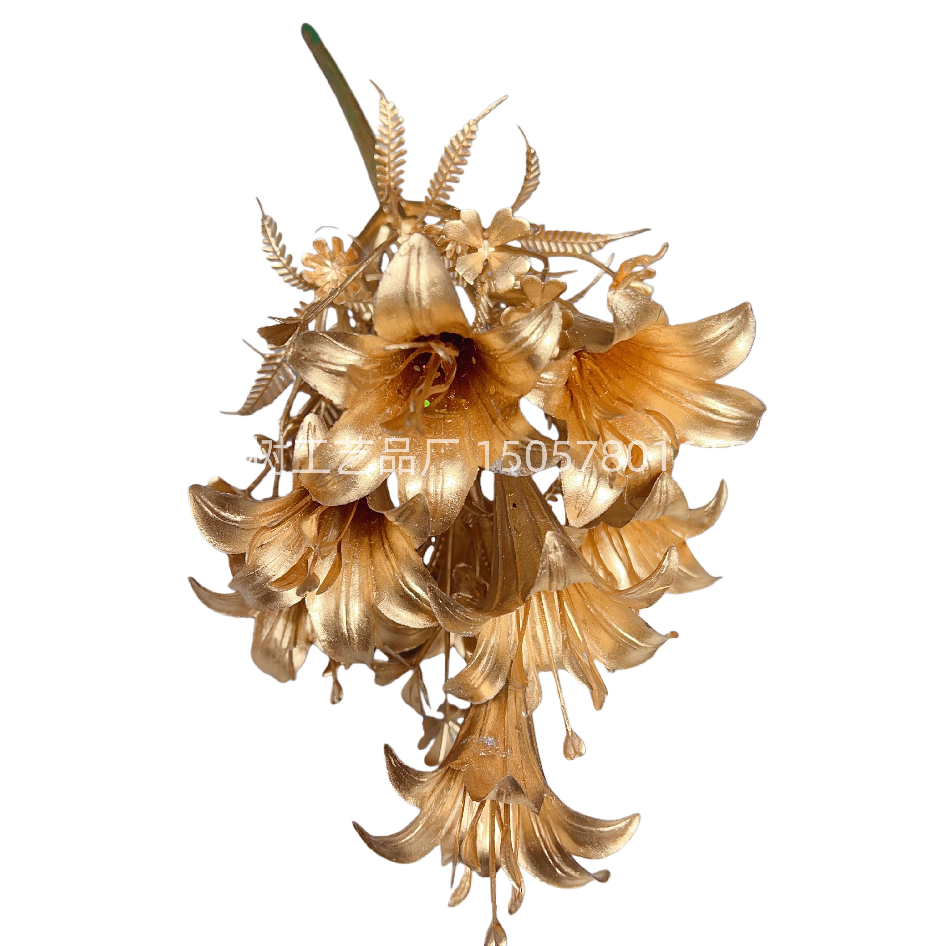 New golden 7-head morning glory powder artificial flower Christmas flower decoration home decoration gift accessory artificial flower artificial flower detail image 6