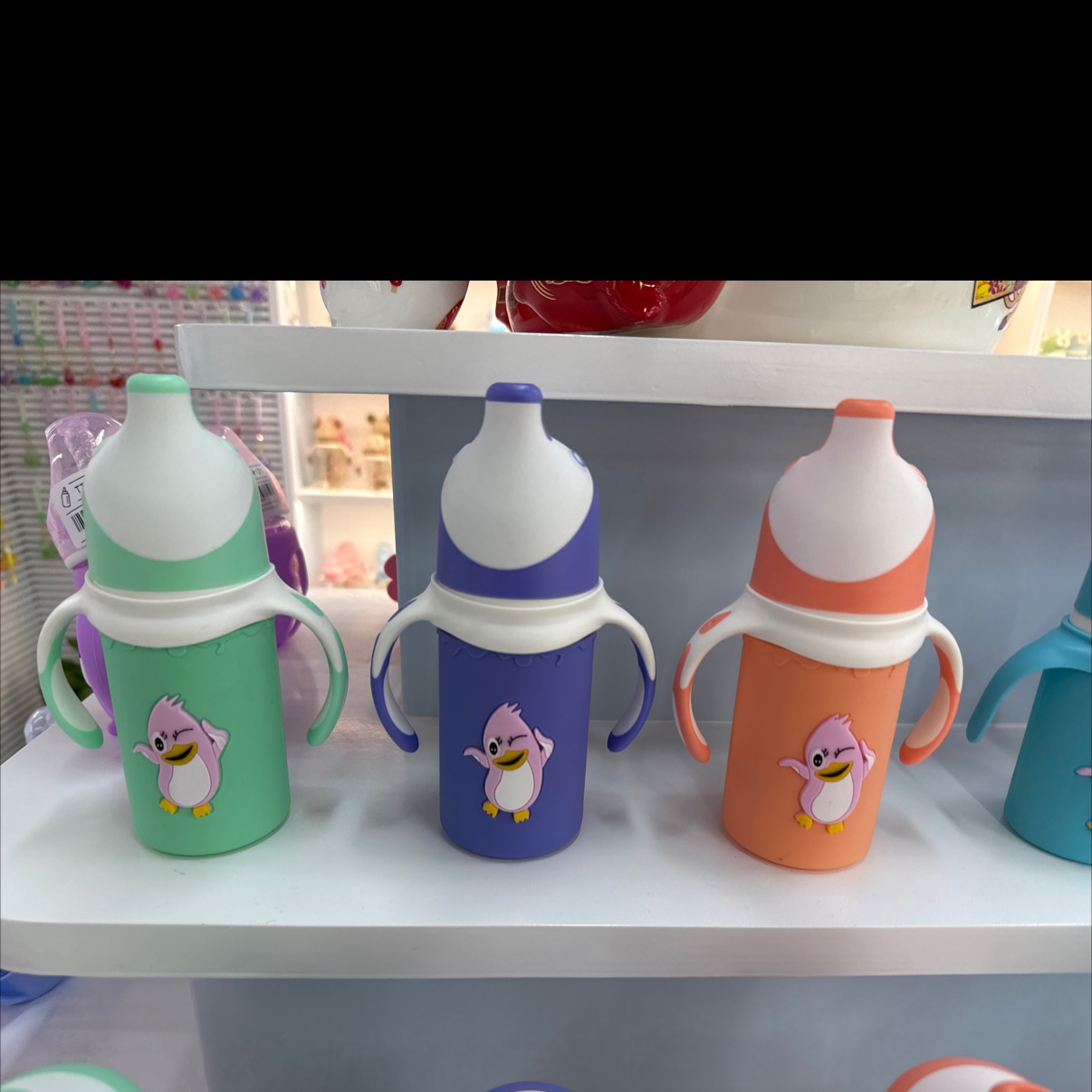 Wide-mouthed penguin glass baby bottle 180/240ml, baby products, baby products for babies details Picture