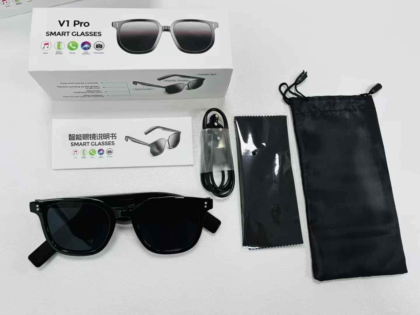 蓝牙眼镜 V1 pro 蓝牙耳机Ai智能高端重低音对讲机耳机无线蓝牙耳机运动耳机适用多场景详情11