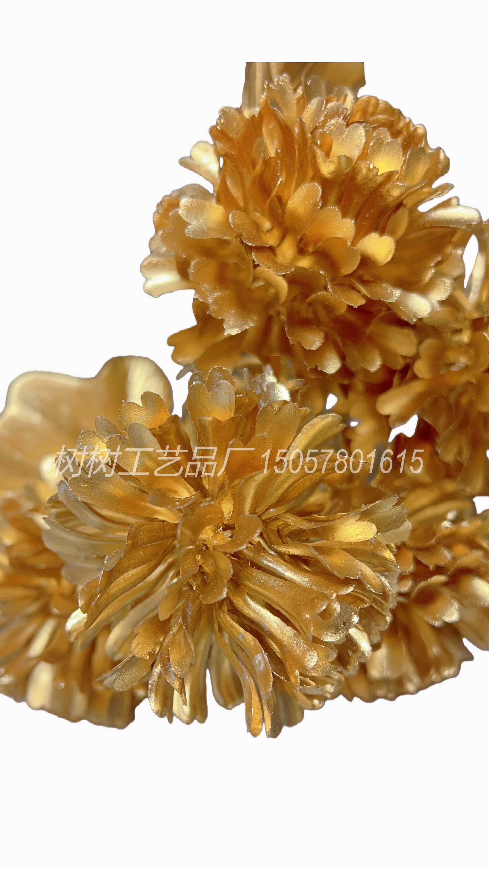 Golden artificial flowers, 5-pronged golden flowers, Christmas flowers, handmade flowers, artificial flowers, home decoration, Christmas flower accessories, gift accessories, artificial flowers, artificial flowers Item Picture