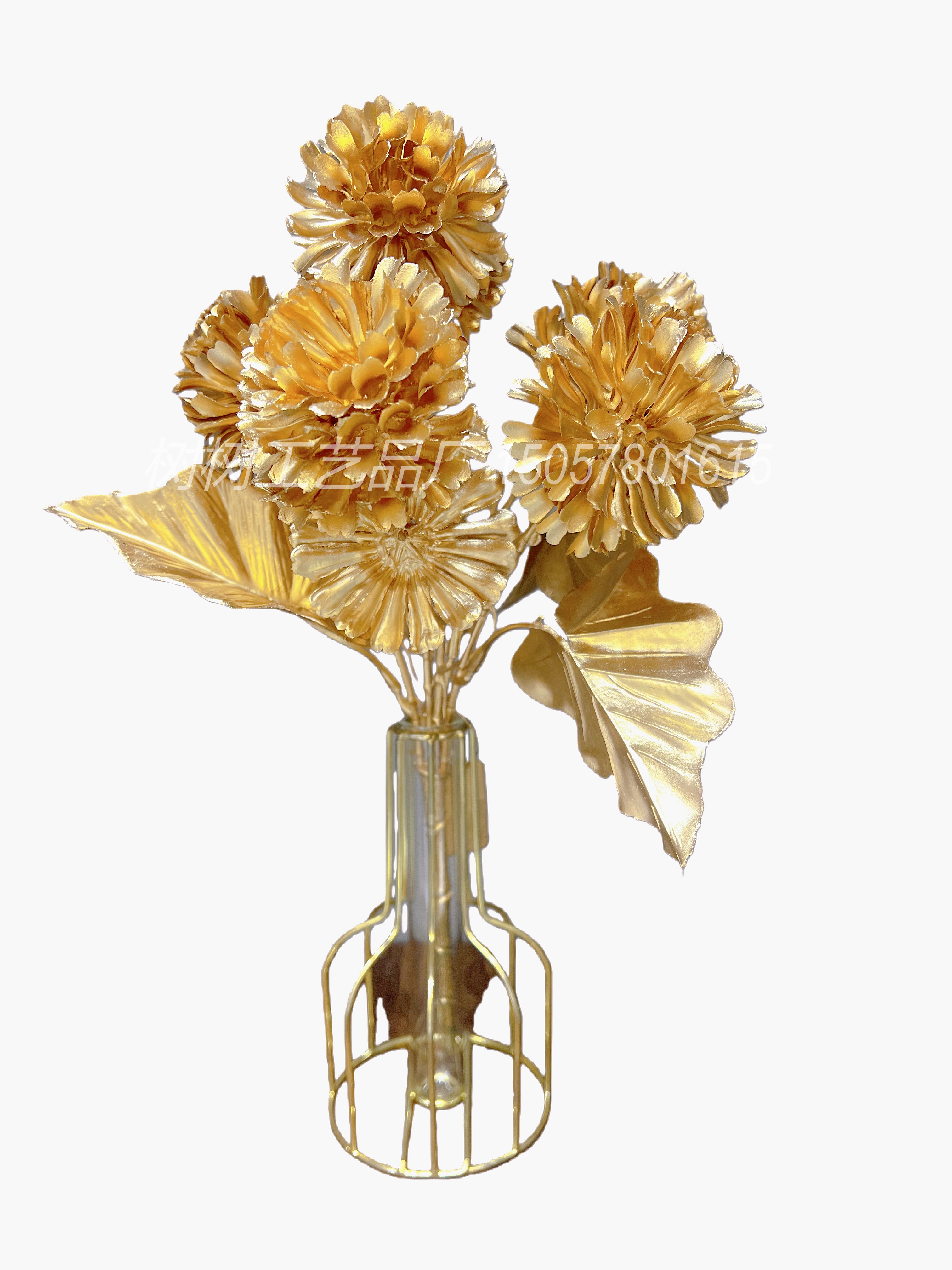 Golden artificial flowers, 5-pronged golden flowers, Christmas flowers, handmade flowers, artificial flowers, home decoration, Christmas flower accessories, gift accessories, artificial flowers, artificial flowers