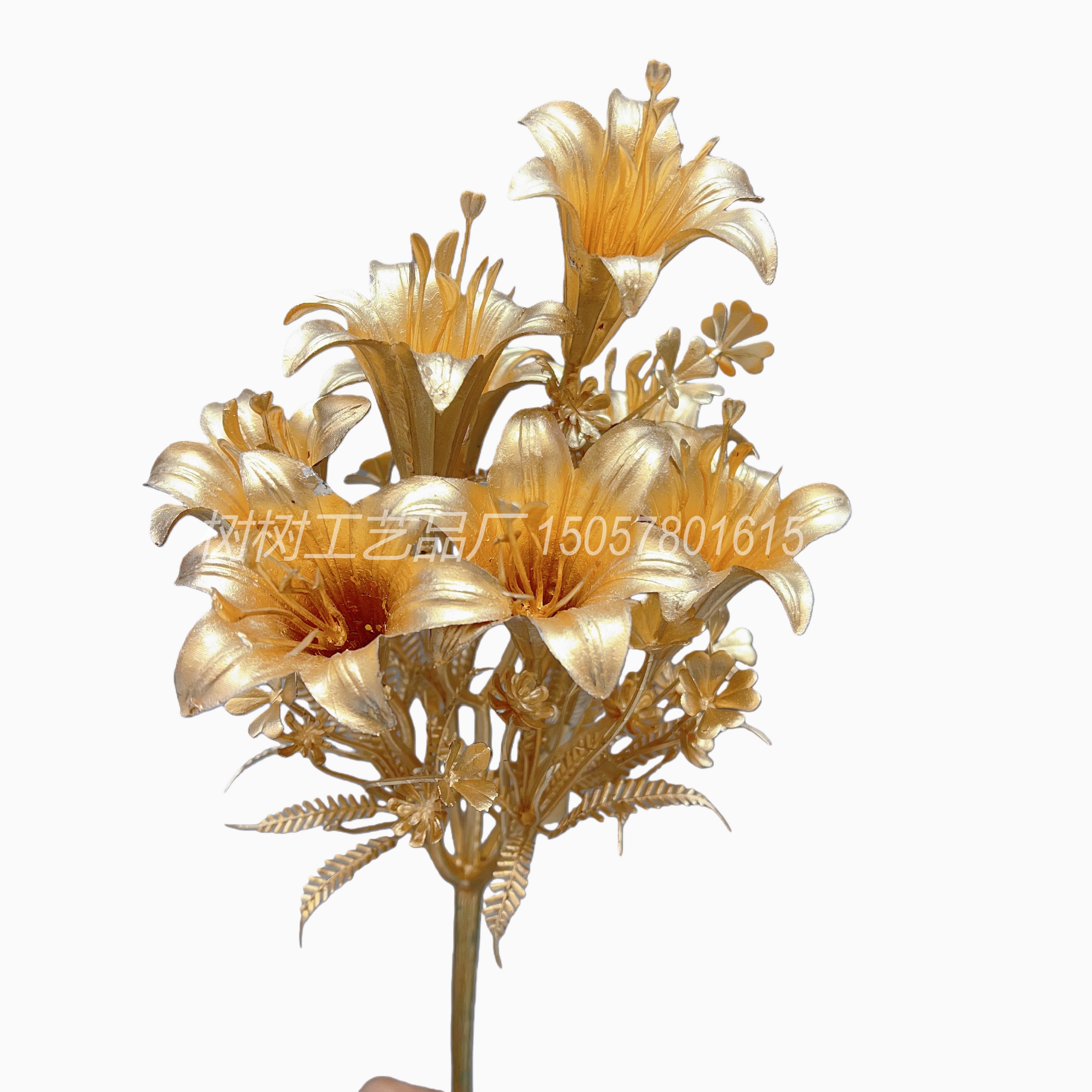 New golden 7-head morning glory powder artificial flower Christmas flower decoration home decoration gift accessory artificial flower artificial flower detail image 2