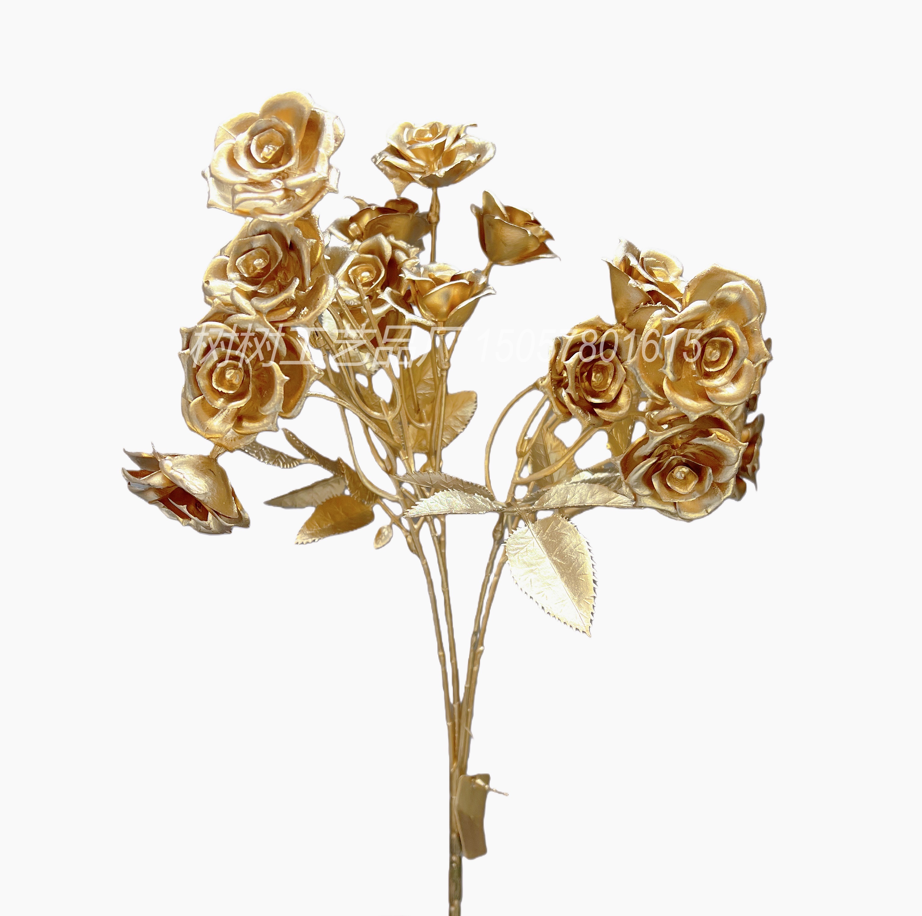 New 5-pronged 20-head golden rose Christmas flower home decoration Christmas flower accessories, handcrafted flower accessories, artificial flowers, artificial flowers detail image 7
