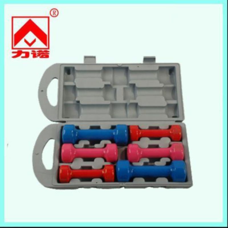 盒装10公斤浸塑哑铃套装哑铃浸塑哑铃 10KG