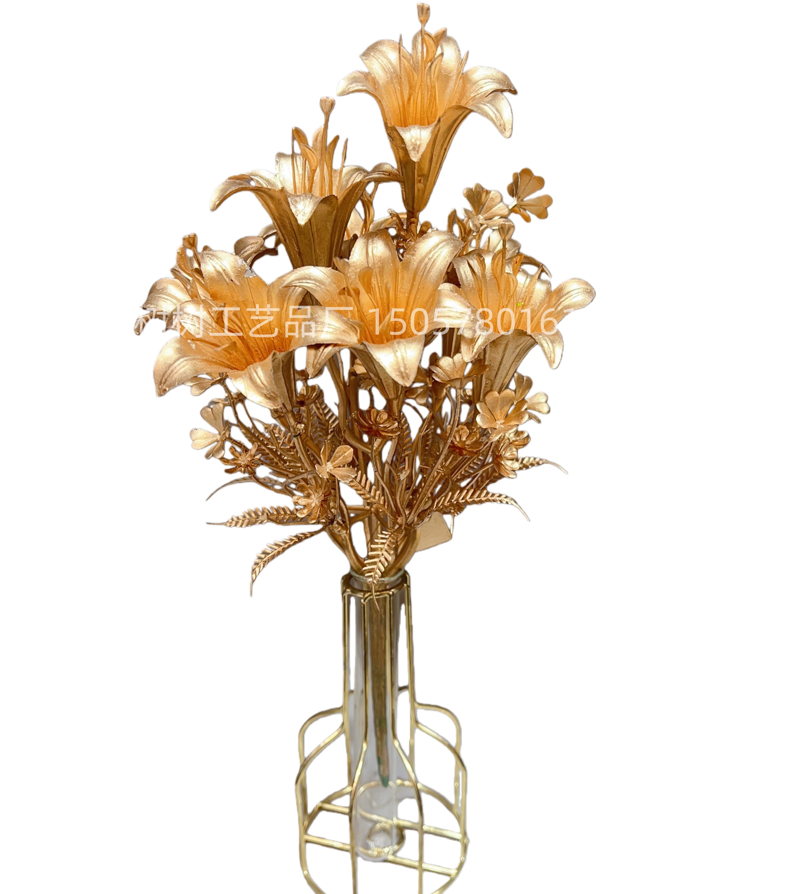 New golden 7-head morning glory powder artificial flower Christmas flower decoration home decoration gift accessory artificial flower artificial flower detail image 5