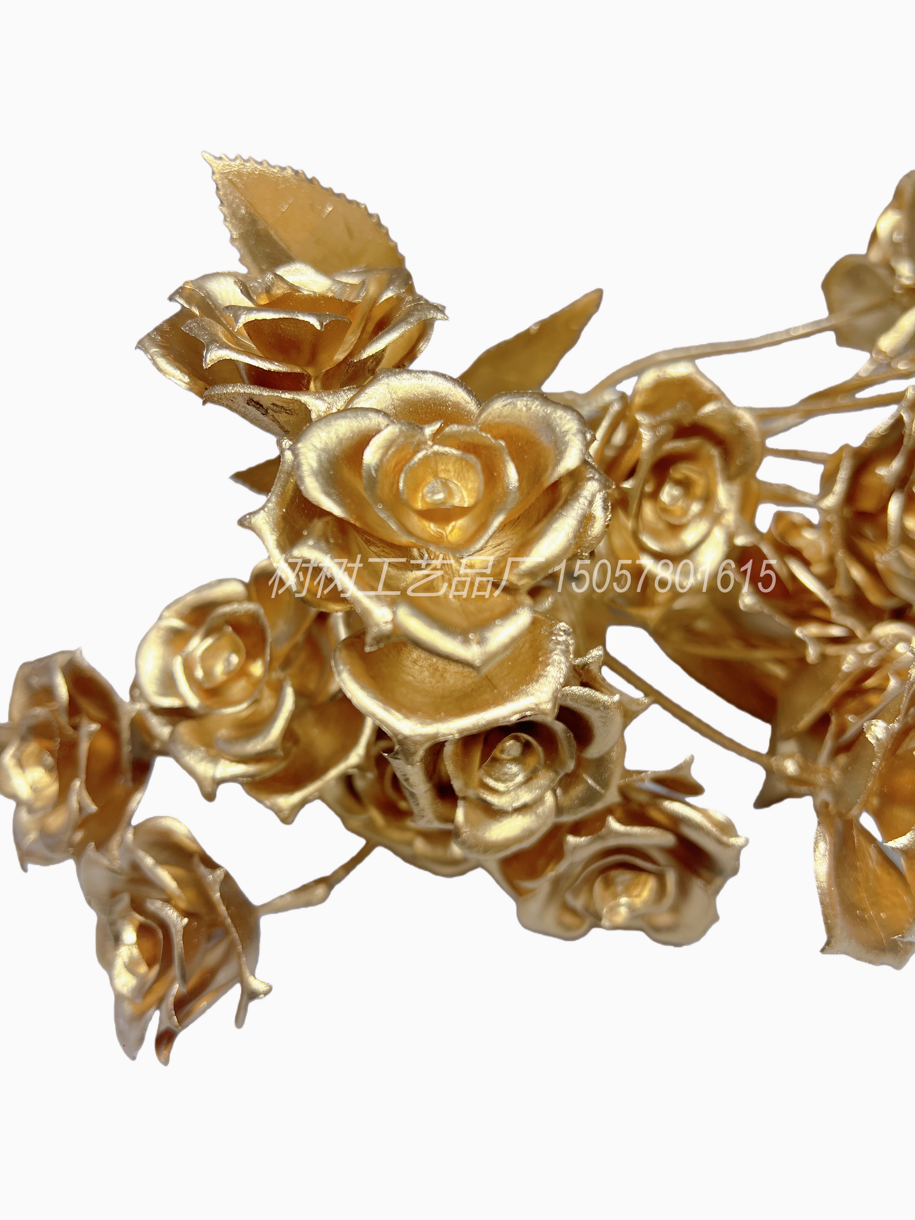 New 5-pronged 20-head golden rose Christmas flower home decoration Christmas flower accessories, handcrafted flower accessories, artificial flowers, artificial flowers detail image 3
