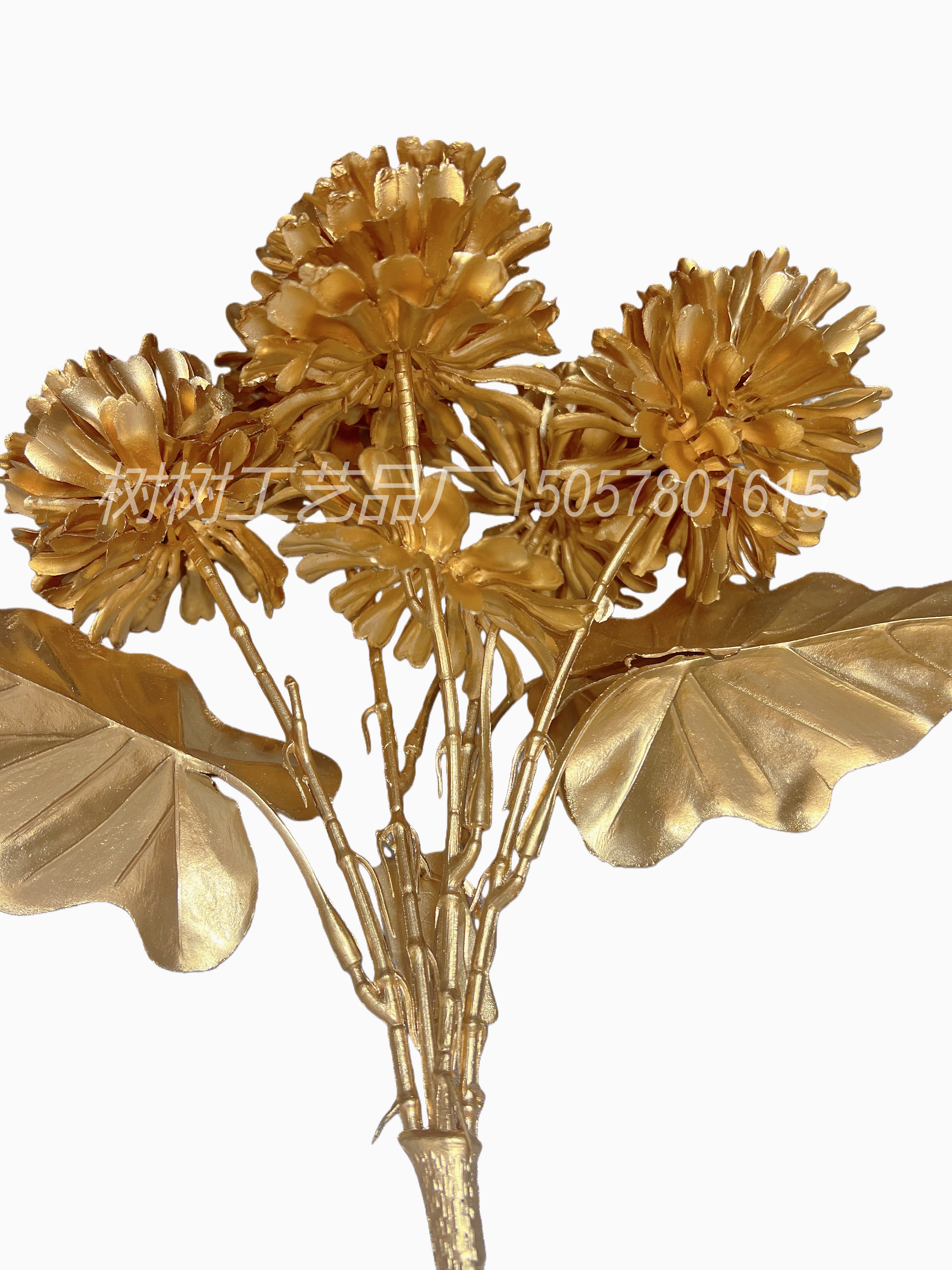 Golden artificial flowers, 5-pronged golden flowers, Christmas flowers, handmade flowers, artificial flowers, home decoration, Christmas flower accessories, gift accessories, artificial flowers, artificial flowers detail image 7