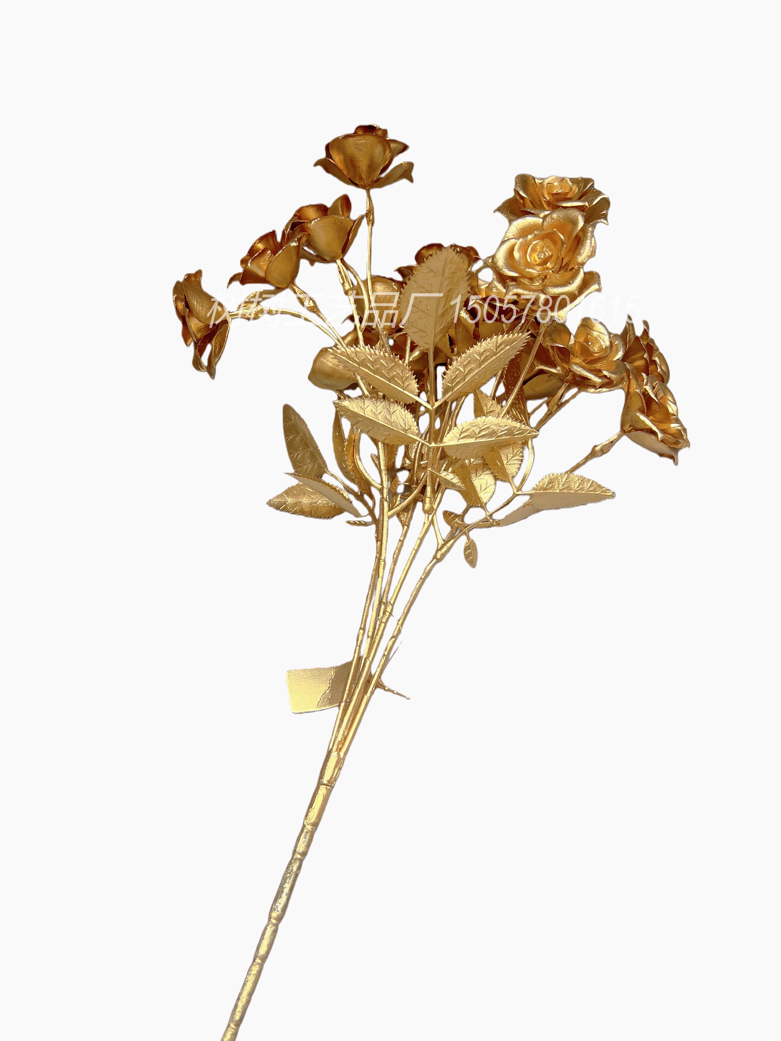 New 5-pronged 20-head golden rose Christmas flower home decoration Christmas flower accessories, handcrafted flower accessories, artificial flowers, artificial flowers detail image 5