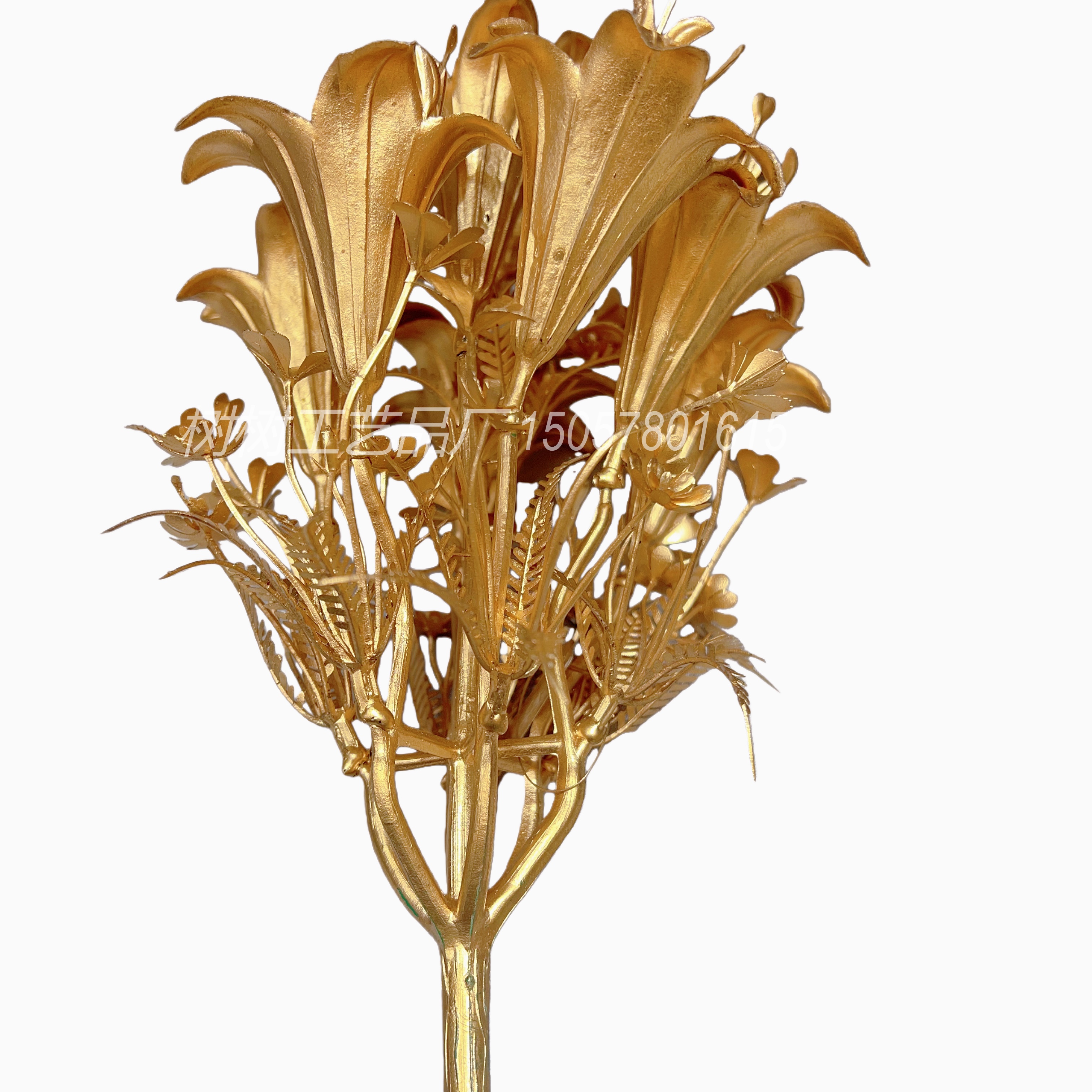 New golden 7-head morning glory powder artificial flower Christmas flower decoration home decoration gift accessory artificial flower artificial flower Specification image