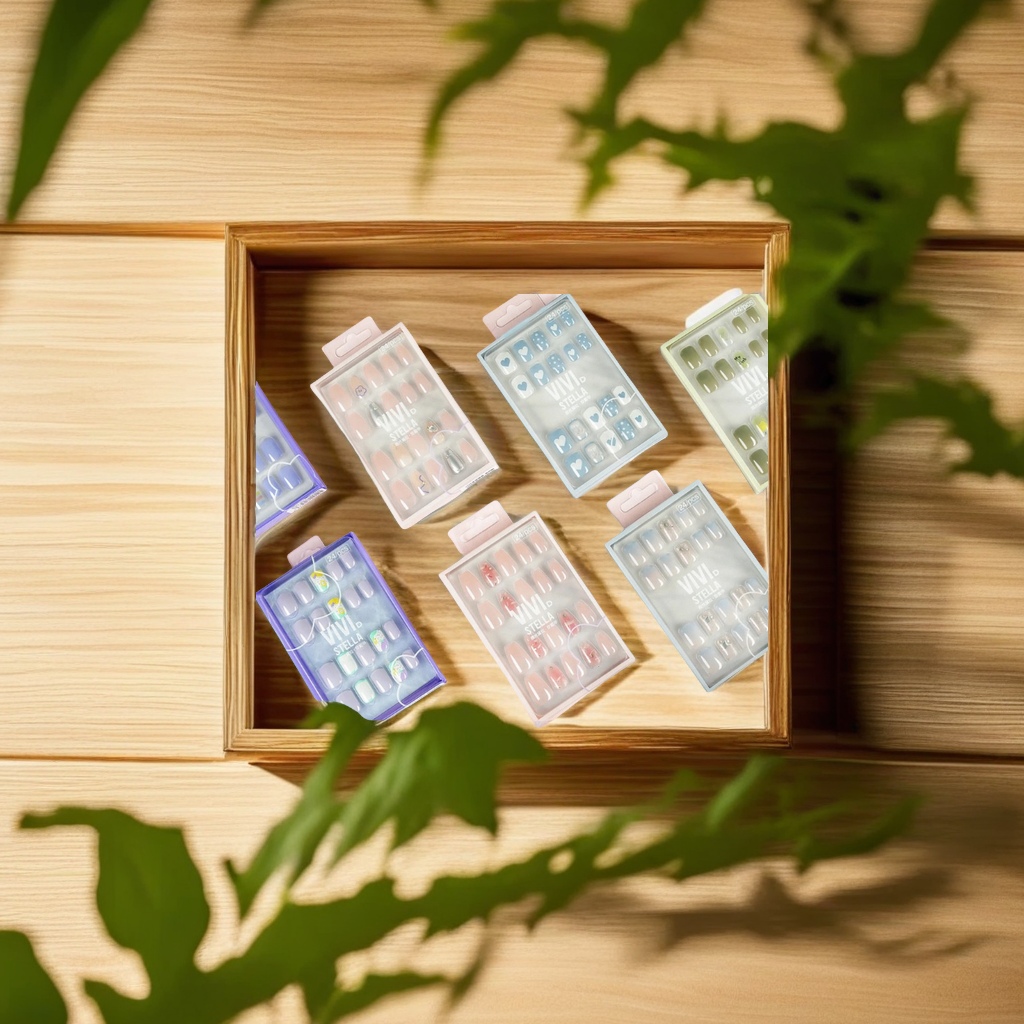 薇丝黛拉高级感新款24片成品甲片 穿戴简易法式晕染短梯短方假指甲 时尚美甲热销外贸