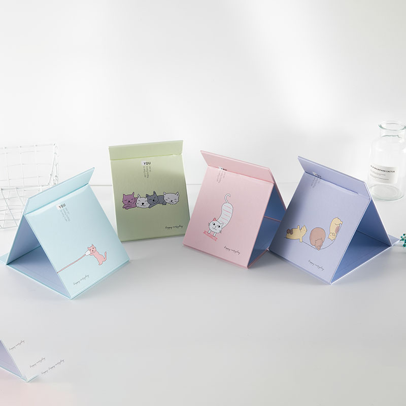 创意卡通折叠纸镜猫咪纸镜女生宿舍台式化妆镜多款可选礼品镜子22