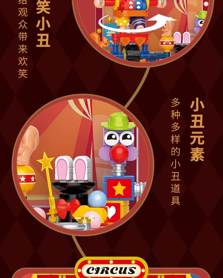 Circus Clown building blocks Adult version Small particle assembly Girls Series Little Elephant Feifei Christmas Gift Girls detail image 6