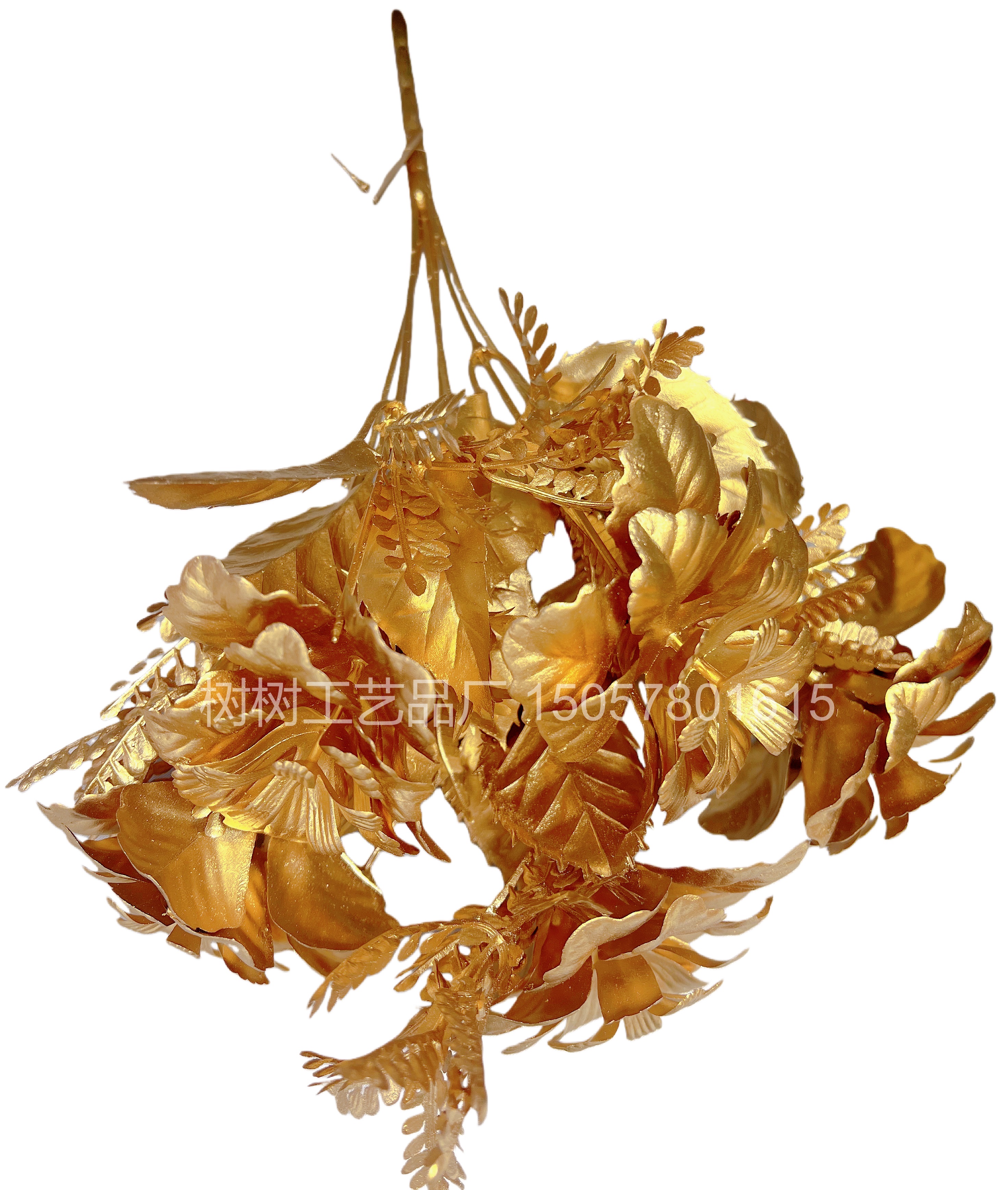 New 7-pronged golden crabapple flower artificial flower Christmas flower decoration home decoration gift Christmas flower accessories Artificial flower plastic artificial flower plastic artificial flower Specification image