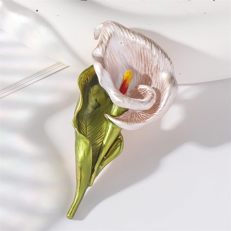 Plant exquisite enamel painting oil calla lily brooch, alloy oil drip jewelry, elegant and fashionable clothing, flower brooch for women detail image 5